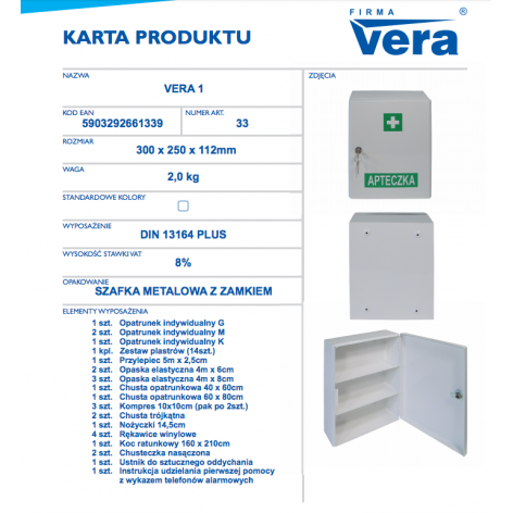 Polecamy Ścienna apteczka pierwszej pomocy VERA z oferty sklep medyczny.store  | VERA  | atrakcyjne ceny | 1283 - Przemysłowe... 2