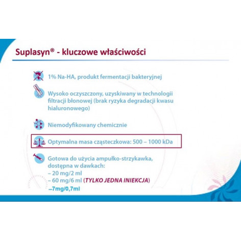 Polecamy Suplasyn 1-Shot 60mg/6ml, kwas hialuronowy do wstrzykiwań dostawowych, 1 ampułko-strzykawka z oferty sklep medyczny.... 2