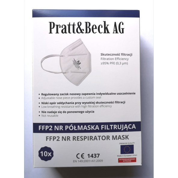 Polska maska FFP2 NR MMW-2 antywirusowa Pratt&Beck AG w cenie 0,99 zł w sklepie medycznym | wysyłka dziś