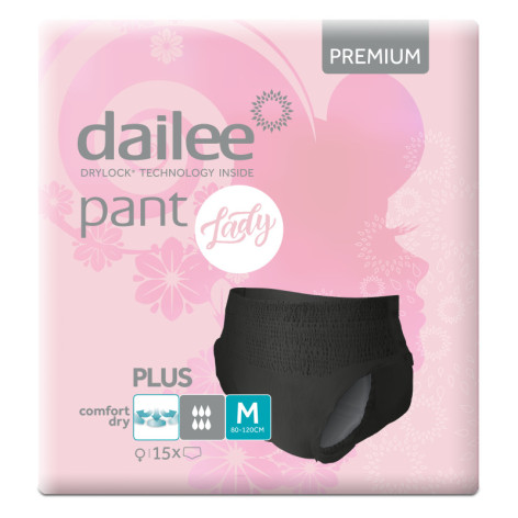 Pieluchomajtki dla dorosłych Dailee Pant Lady Premium Plus Black – dyskretne majtki chłonne dla kobiet